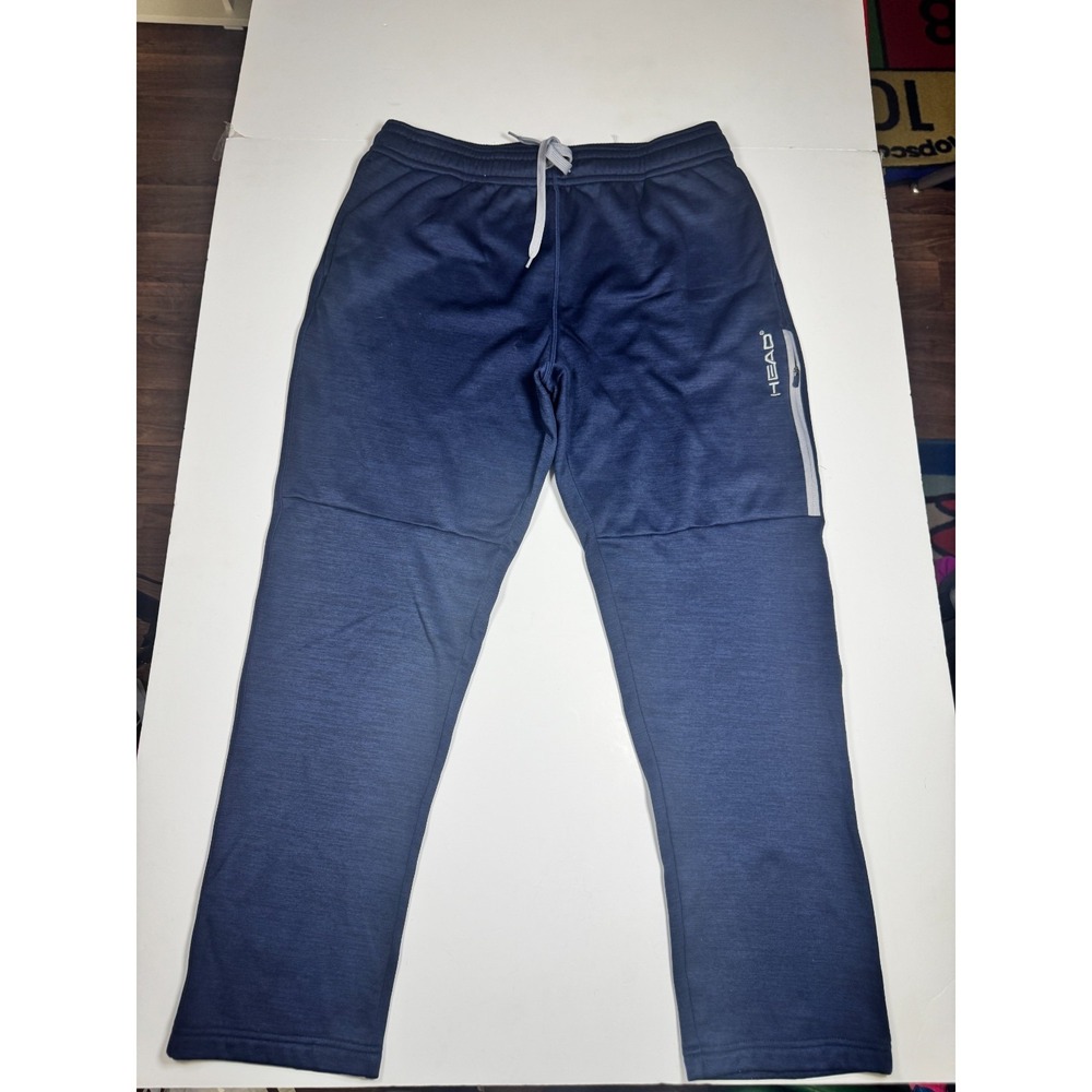 Head Sweatpants Mens Large Blue Fleece Lined Straight Leg Drawstring‎ Athletic
